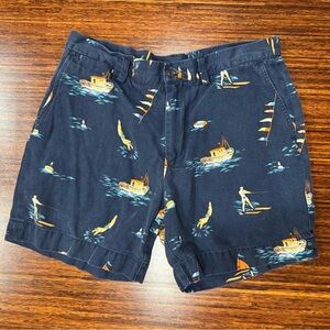 Vintage Polo Ralph Lauren Men's Size 31x6 Blue Retro Sailing Print Chino Shorts